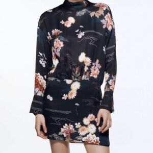 Zara Black Dress with Floral Accents